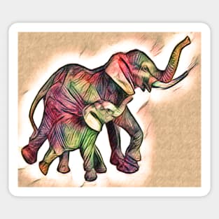 Elephant Mom and Baby Sticker